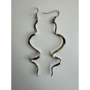 Silver Spiral Earrings Drop Dangle Twisted Curved Pull Through Earrings for Wome